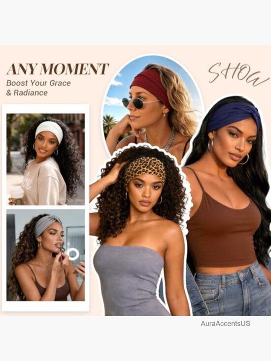 8 Pk 7.08 Inch Wide Turban Headbands Non-Slip Moisture-Wicking Workout Sports main image 5